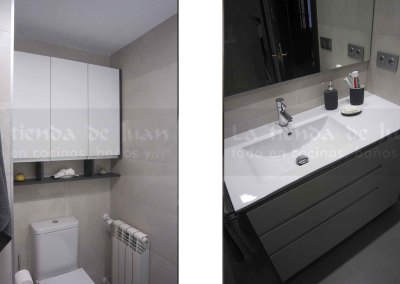 Baño DiGiovanni, Reforma, Zaragoza, Baño, Mueble a medida, cisterna empotrada, lavabo porcelana, Baño moderno, Baño blanco, Porcelanosa, Roca, grifo termostático, mueble madera, amueblamiento, blanco, espejo grande, Tres, plato ducha, cisterna empotrada, baldosa blanca, espejo camerino, espejo entero,